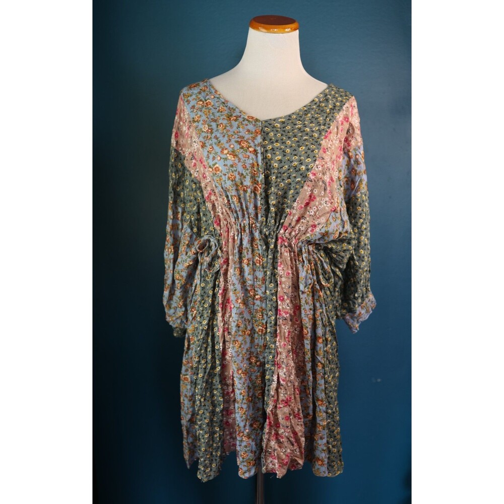 NWT Gigio Floral Colorful Boho Flowy Dress Oversized Cottagecore Peasant Prairie